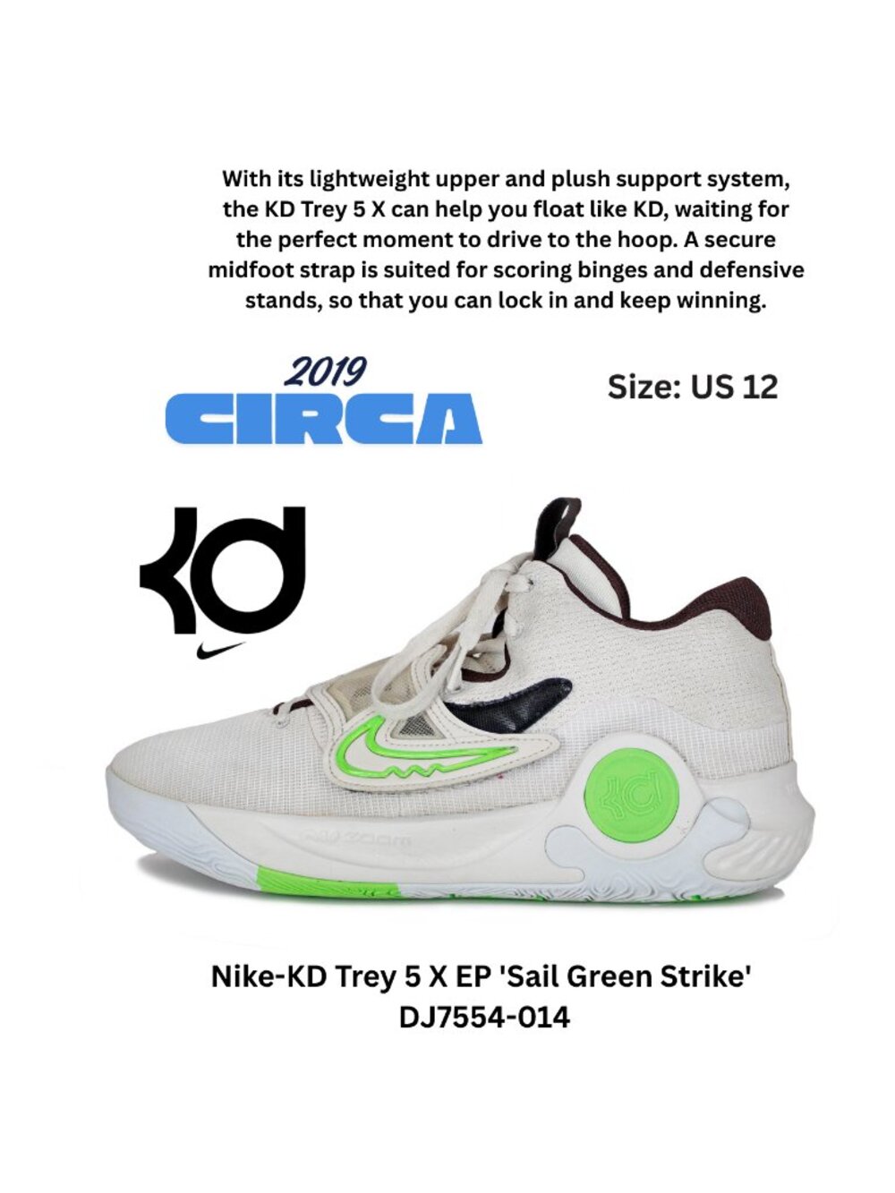 Nike-KD Trey 5 X EP 'Sail Green Strike'  DJ7554-014